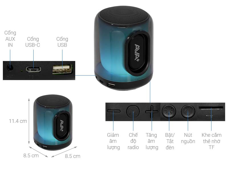 Loa Bluetooth AVA+ Led K09