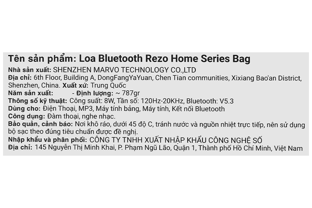 Loa Bluetooth Rezo Home Series Bag Màu Đen
