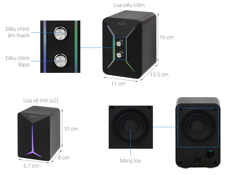 Loa vi tính 2.1 AVA+ Led Mini N171