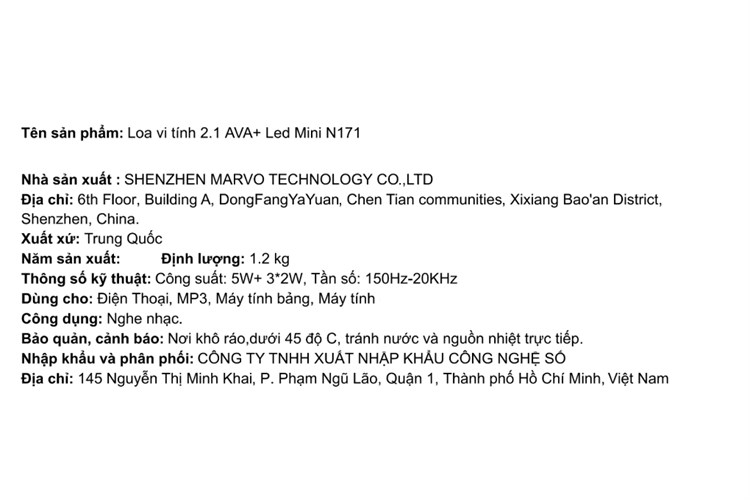 Loa vi tính 2.1 AVA+ Led Mini N171 Màu Đen