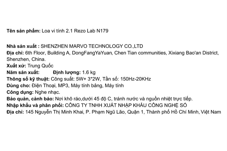 Loa vi tính 2.1 Rezo Lab N179 Màu Đen