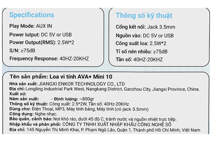 Loa vi tính AVA+ Mini 10 Màu Đen