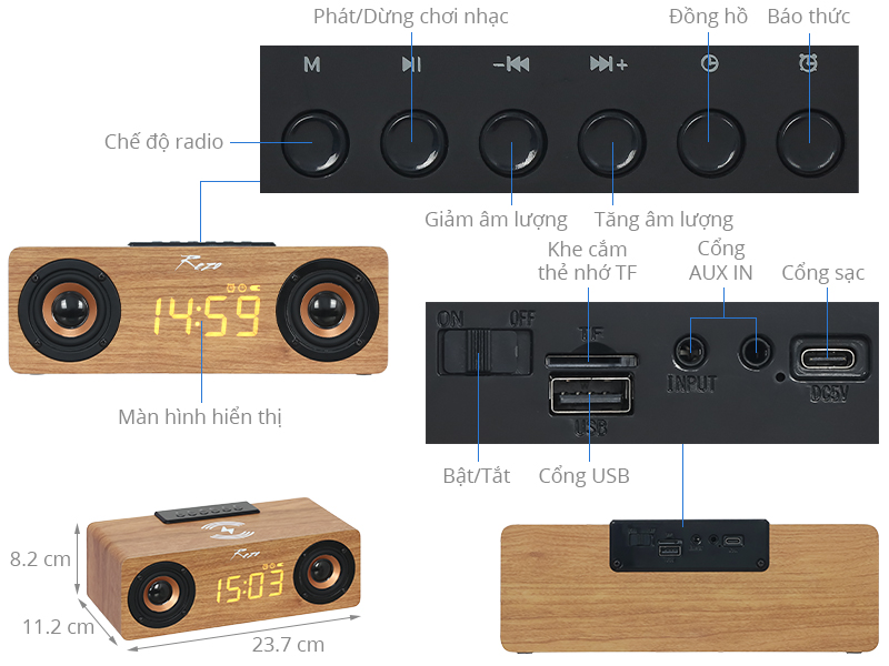 Loa Bluetooth Rezo Wooden Box