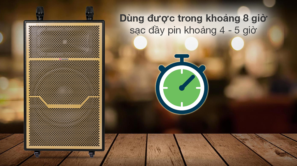 Loa kéo karaoke Sumico DSP40 600W - Thời gian sạc - sử dụng loa