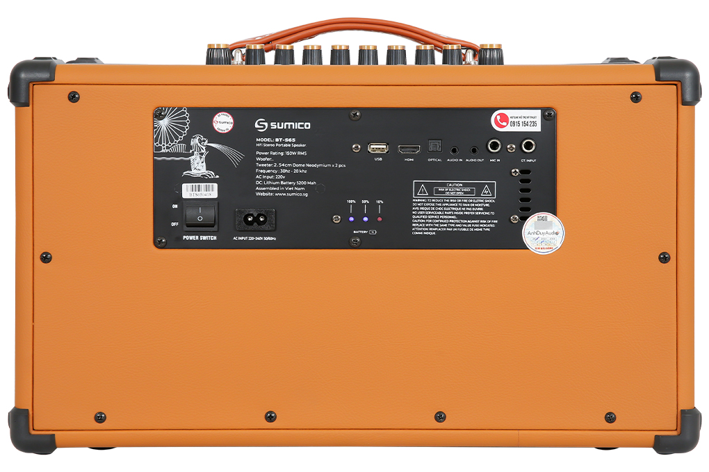 Loa karaoke xách tay Sumico BT-S65 150W Màu Nâu