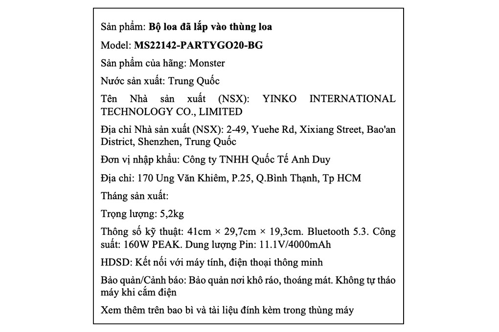 Loa Bluetooth Monster Party Go 20 MS22142 - 10