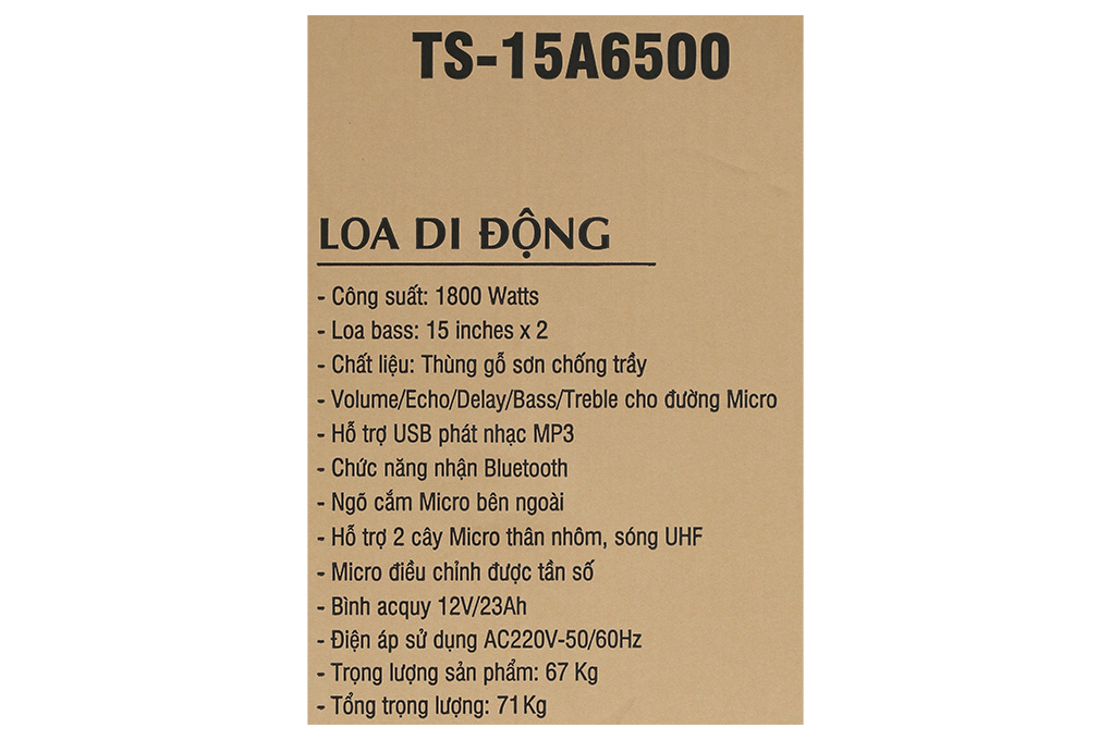 Loa kéo karaoke Dalton TS-15A6500 Màu Đen