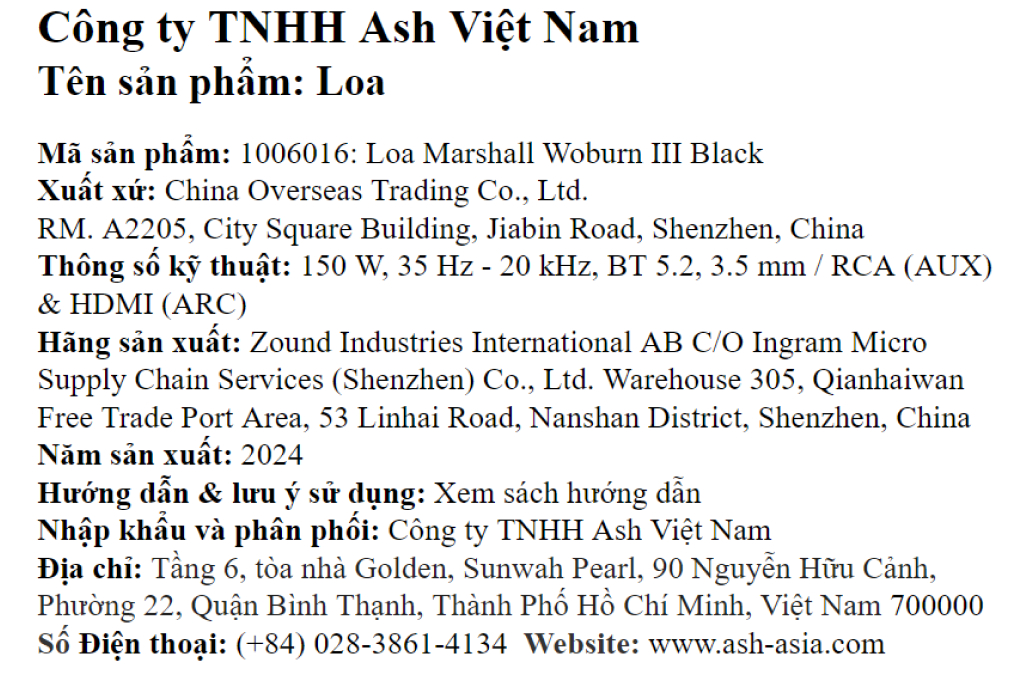 Loa Bluetooth Marshall Woburn III Màu Đen