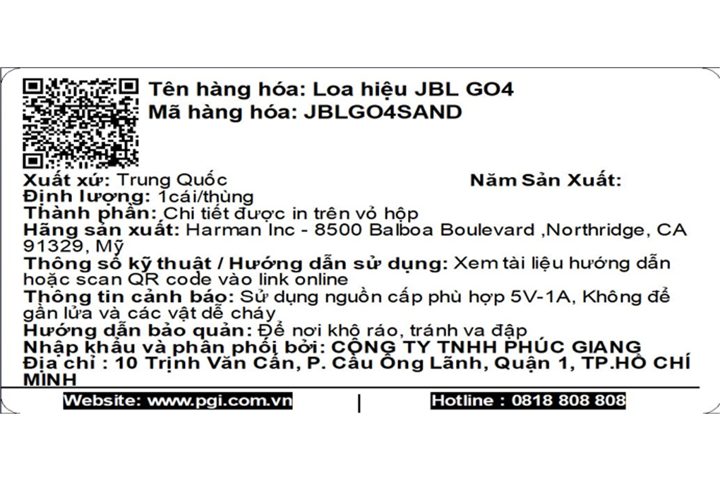 Loa Bluetooth JBL Go 4 Màu Đen