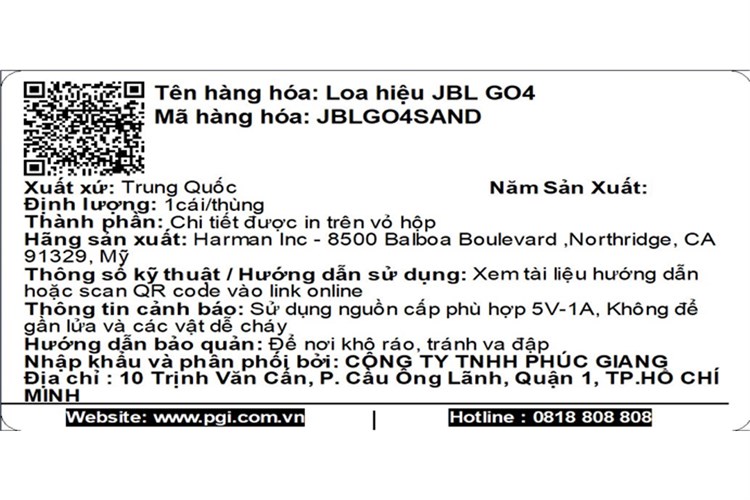Loa Bluetooth JBL Go 4 Màu Vàng nhạt