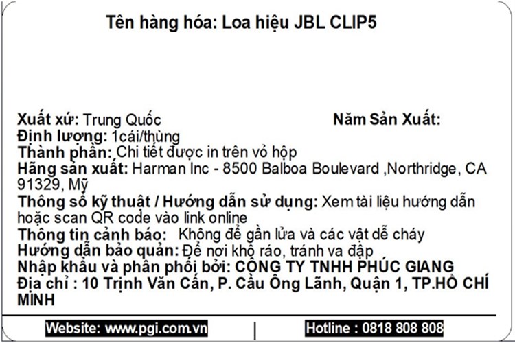 Loa Bluetooth JBL Clip 5 Màu Đen - Cam