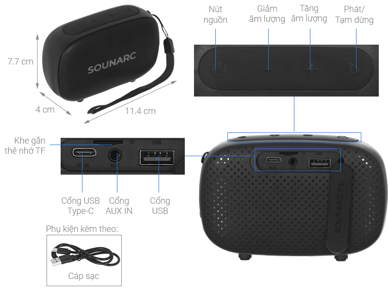 Loa Bluetooth Sounarc P1 Portable Speaker