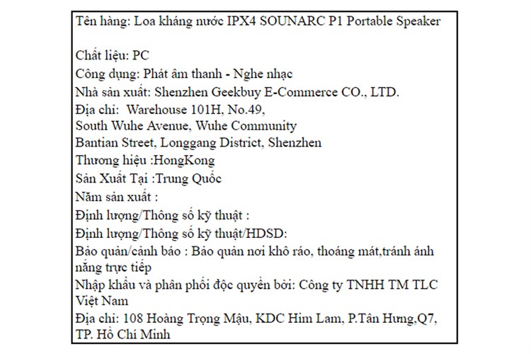 Loa Bluetooth Sounarc P1 Portable Speaker Màu Đỏ đô