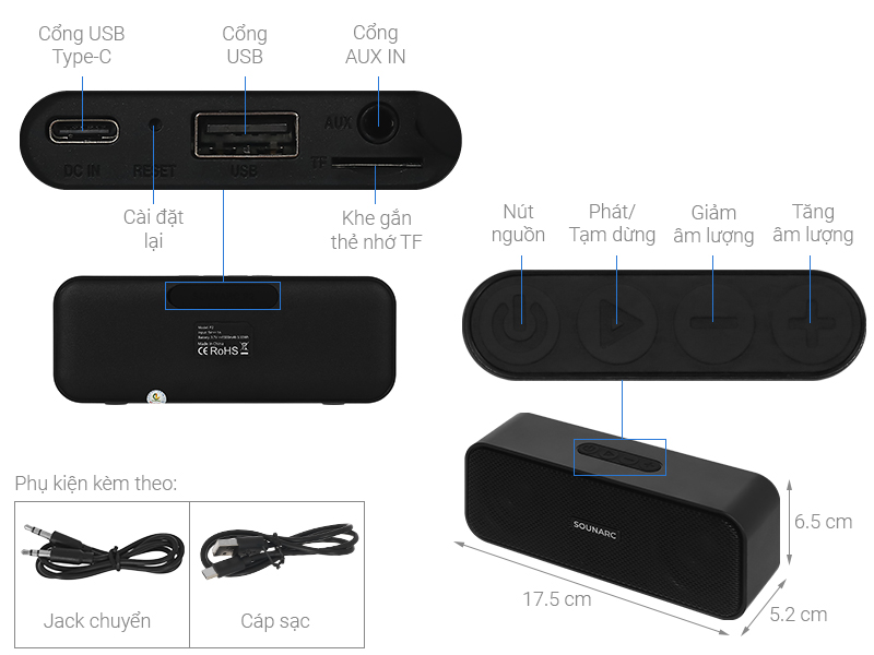 Loa Bluetooth Sounarc P2 Portable Speaker
