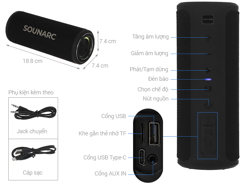 Loa Bluetooth Sounarc P4 Portable Speaker
