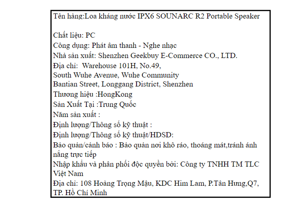 Loa Bluetooth Sounarc R2 Portable Speaker Màu Xanh Dương