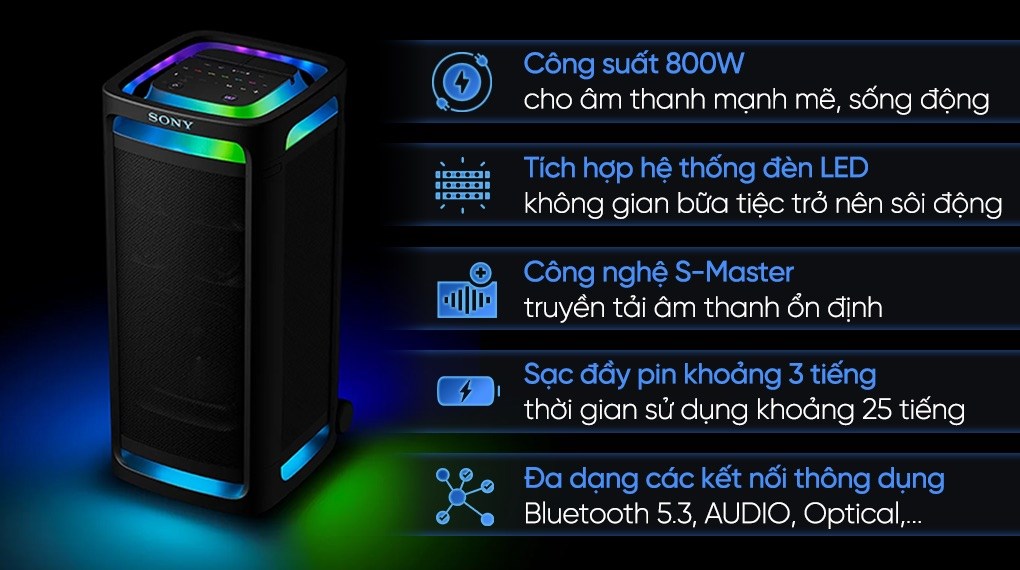 Loa kéo karaoke Sony ULT Tower 9 SRS-ULT900/CSP6 800W