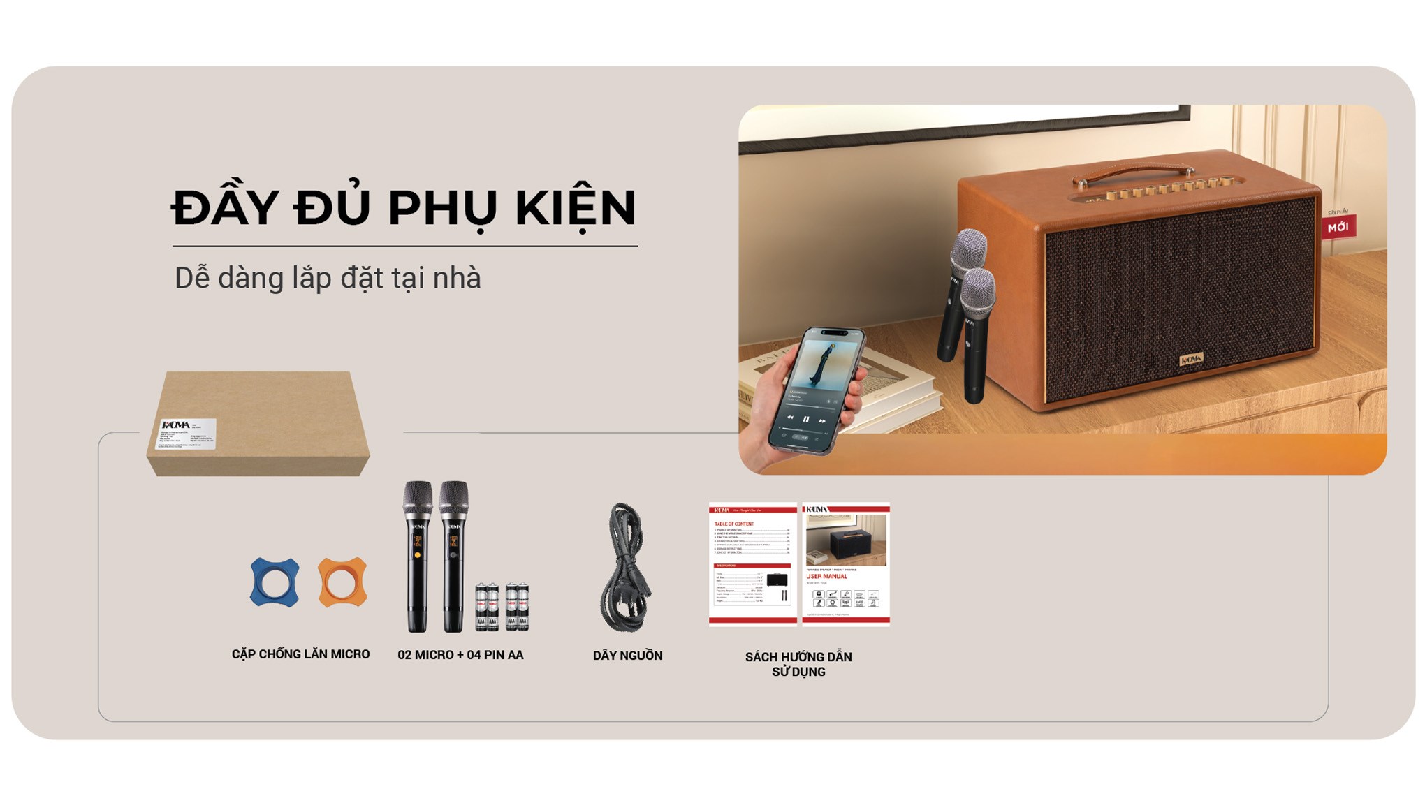 Loa Bluetooth KADMA KM-KS68 - Nâu