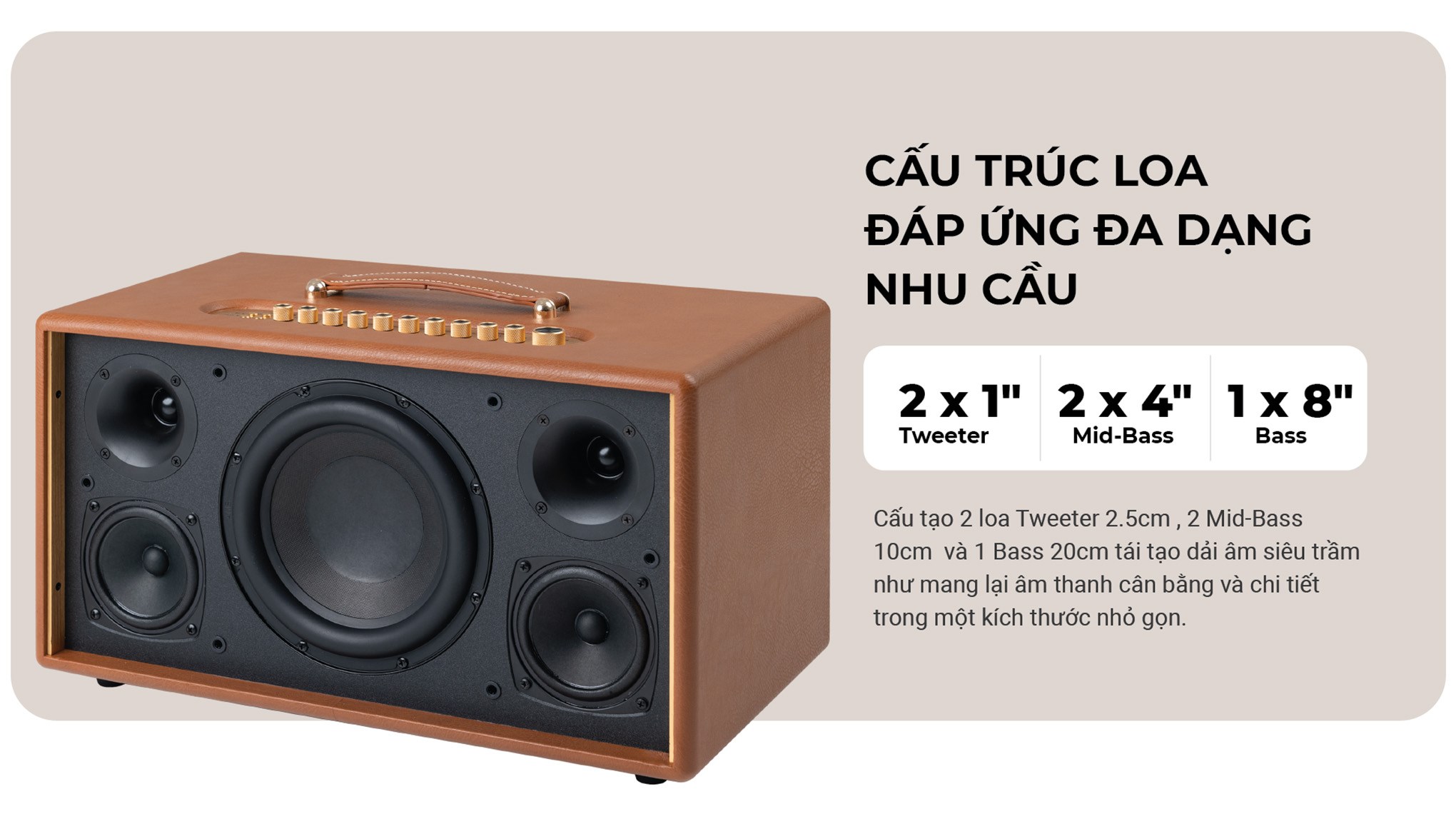 Loa Bluetooth KADMA KM-KS68 - Nâu