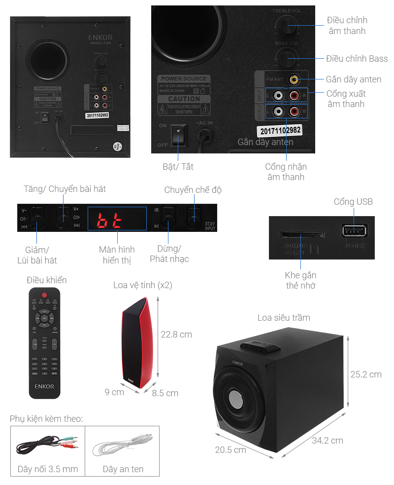 Loa vi tính Bluetooth Enkor F200