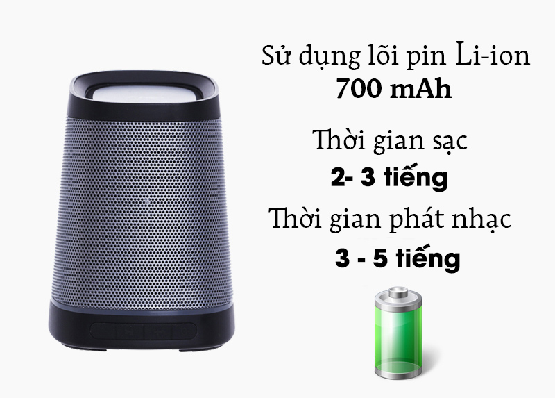 Loa Bluetooth Fenda W7 - Thời gian chơi nhạc tốt