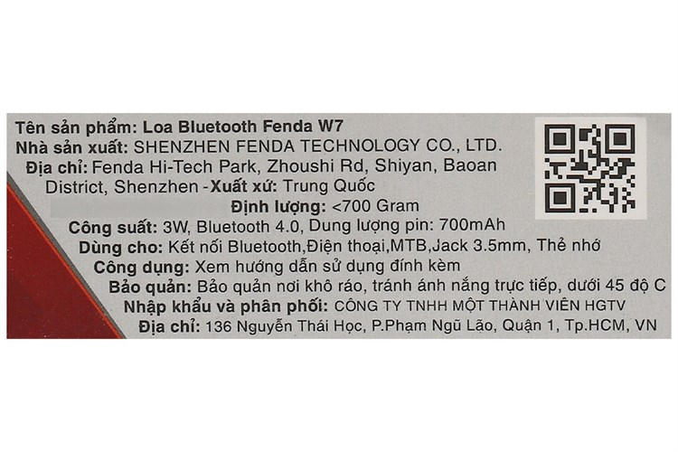 Loa Bluetooth Fenda W7 Màu Xám