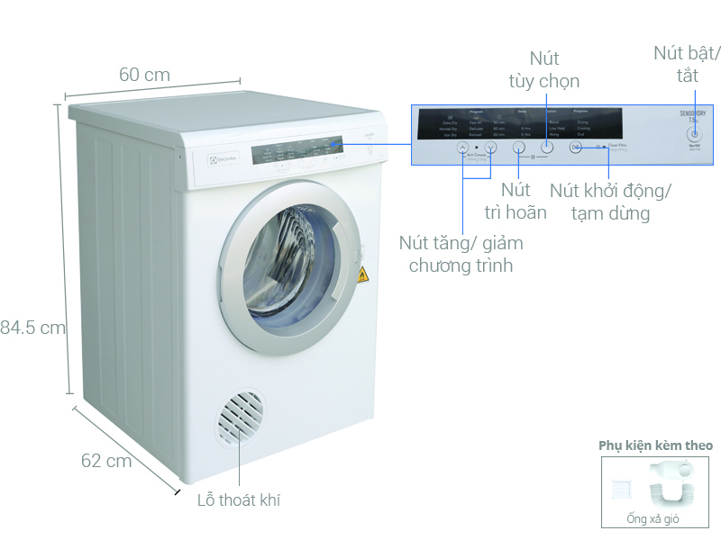 Máy sấy quần áo Electrolux thiết kế hiện đại, kiểu dáng sang trọng Máy sấy quần áo Electrolux