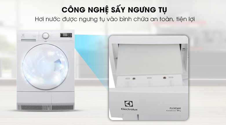 Công nghệ sấy ngưng tụ - Máy sấy Electrolux 8 kg EDC2086PDW