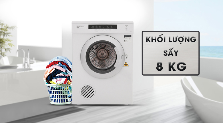 Khối lượng sấy 8 kg - Máy sấy Electrolux 8 Kg EDV8052