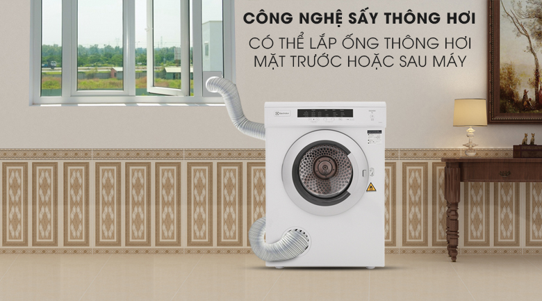 Sấy thông hơi nhanh chóng làm khô quần áo - Máy sấy Electrolux 8 Kg EDV8052