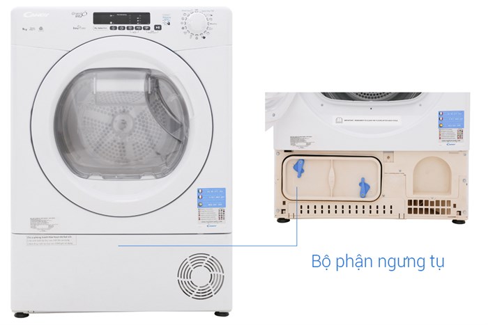 Máy sấy ngưng tụ Candy 9 kg GVS C9DE-S Màu Trắng