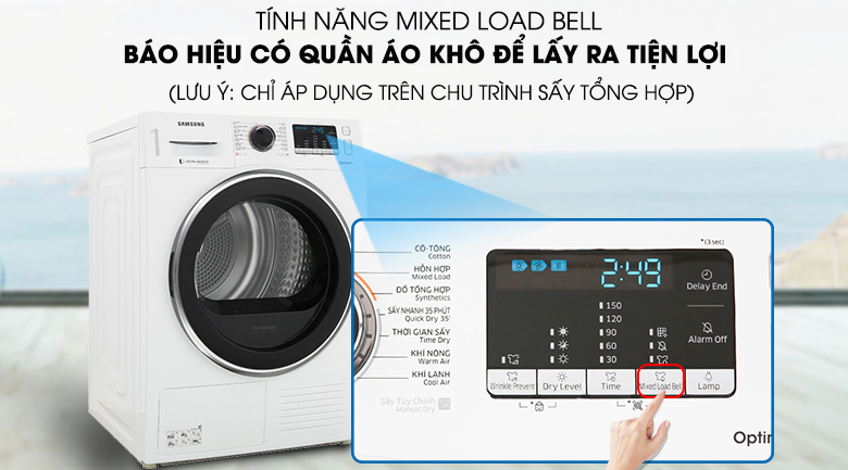 Máy sấy bơm nhiệt Samsung Inverter 9 Kg DV90M5200QW/SV