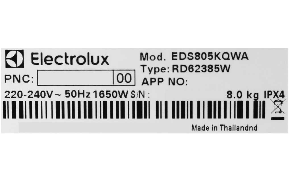 Siêu thị máy sấy thông hơi Electrolux 8 Kg EDS805KQWA