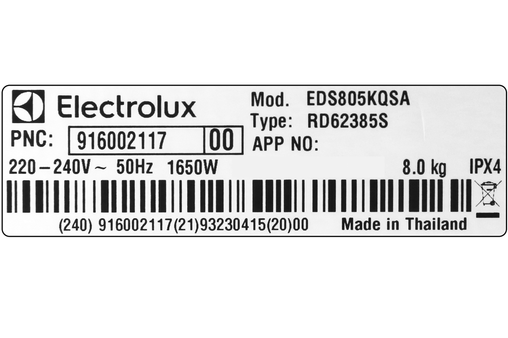 Siêu thị máy sấy thông hơi Electrolux 8 Kg EDS805KQSA