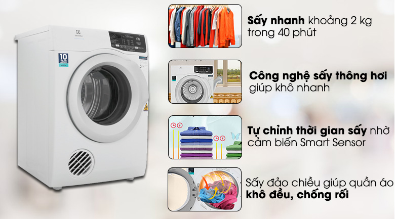 Máy sấy thông hơi Electrolux 8 Kg EDV805JQWA, giá rẻ ...