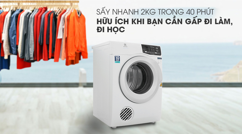 Chức năng sấy nhanh 40 phút - Máy sấy Electrolux 8 Kg EDV805JQWA