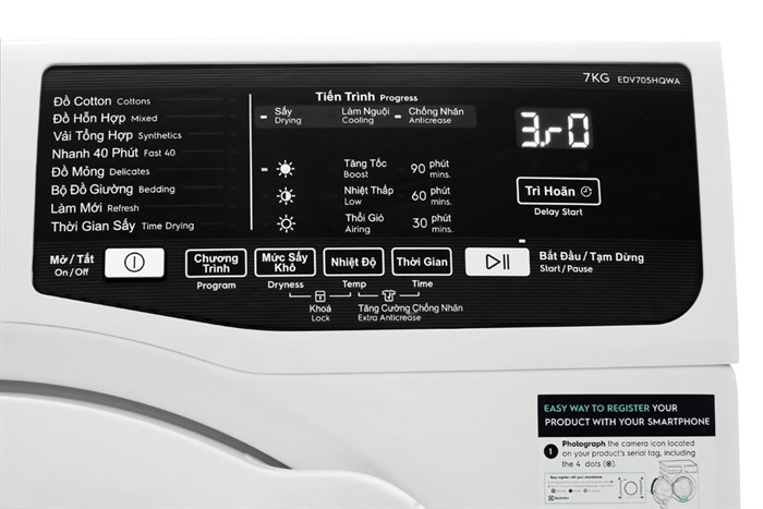 Máy sấy thông hơi Electrolux 7 Kg EDV705HQWA Màu Trắng