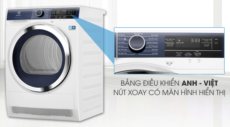 Máy sấy bơm nhiệt Electrolux Inverter 9 Kg EDH903BEWA