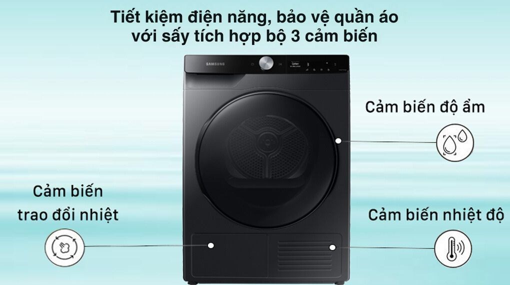 Máy sấy bơm nhiệt Samsung 9 Kg DV90T7240BB/SV