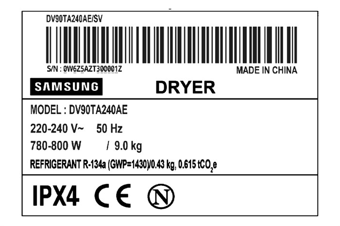 Máy sấy bơm nhiệt Samsung 9 kg DV90TA240AE/SV Màu Trắng
