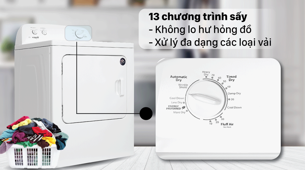 Máy sấy thông hơi Whirlpool 15 Kg 3LWED4705FW