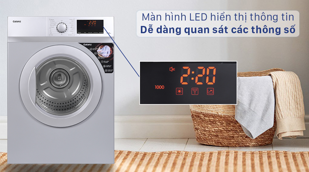 Máy sấy thông hơi Galanz 7 Kg DV-70T5C(S) - Màn hình LED hiển thị