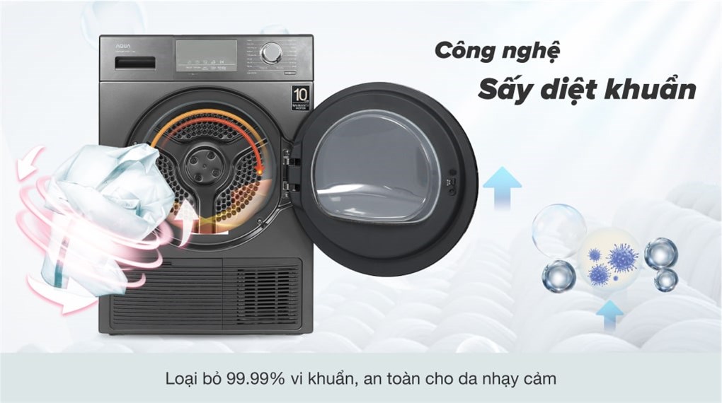 Máy sấy bơm nhiệt AQUA 9 Kg AQH-H900G PS