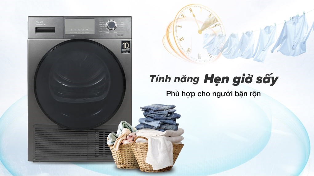 Máy sấy bơm nhiệt AQUA 9 Kg AQH-H900G PS