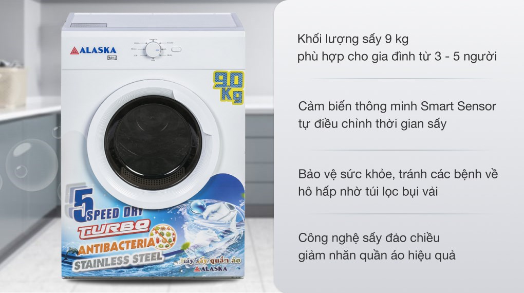 Máy sấy thông hơi Alaska 9 kg S90