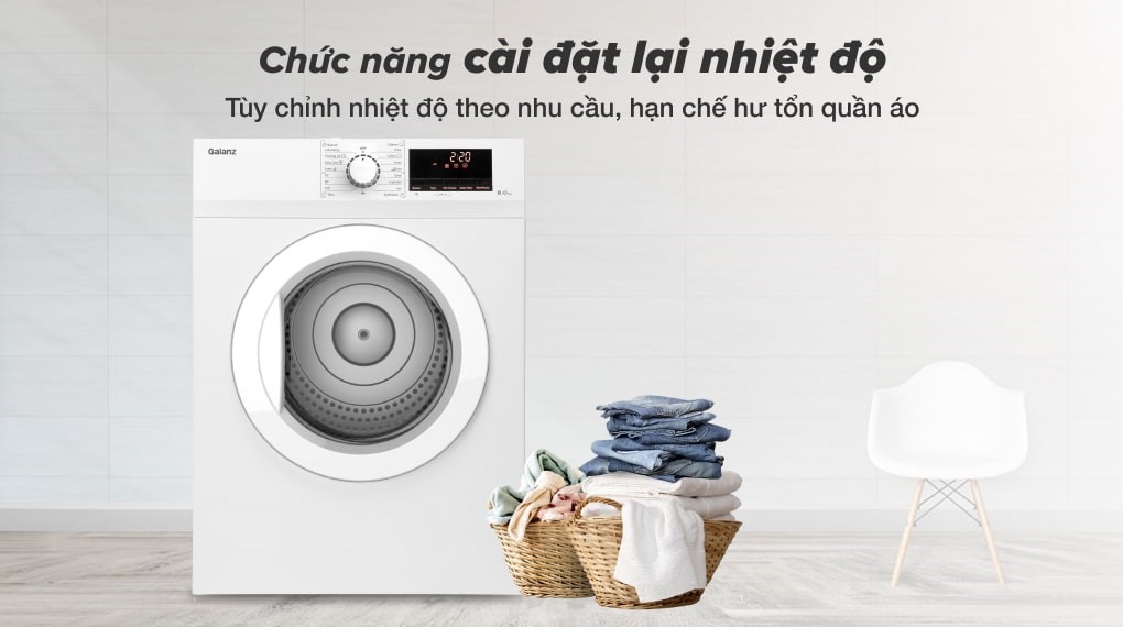 Máy sấy thông hơi Galanz 8 Kg DV-80T5C(W)