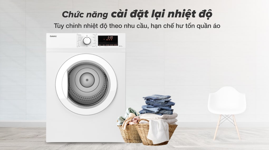 Máy sấy Galanz DV-80T5C(W) - chức năng cài đặt lại nhiệt độ