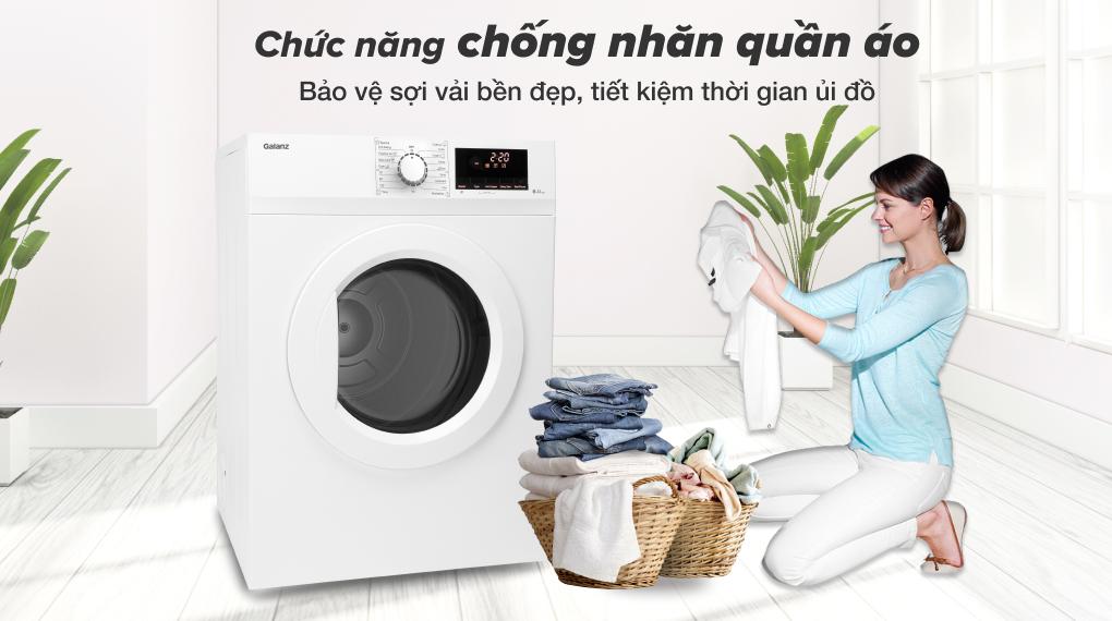 Máy sấy Galanz DV-80T5C(W) - chức năng chống nhăn quần áo