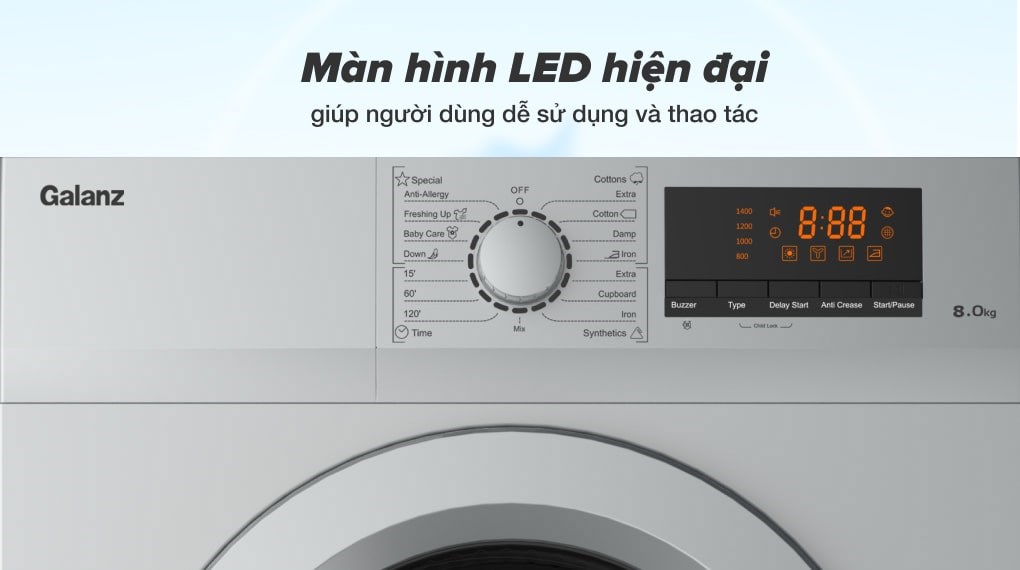 Máy sấy thông hơi Galanz 8 kg DV-80T5C(S)