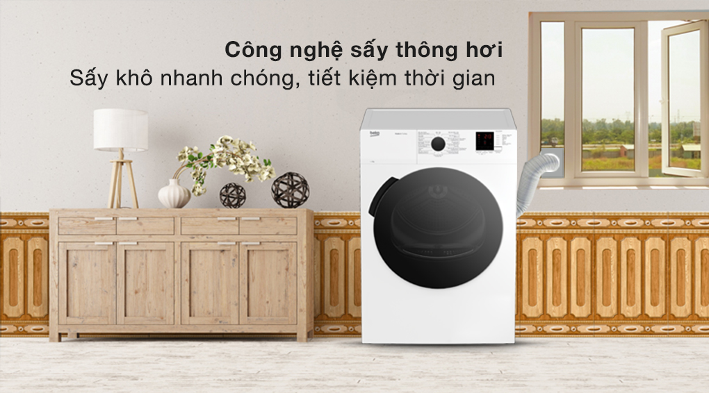 Máy sấy thông hơi Beko 9 kg DA9112RX0WB - Máy sấy thông hơi